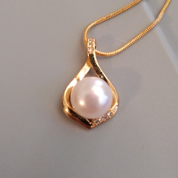 14k Gold Over Sterling Silver Akoya Pearl Jeweled Fancy Pendant Necklace Set